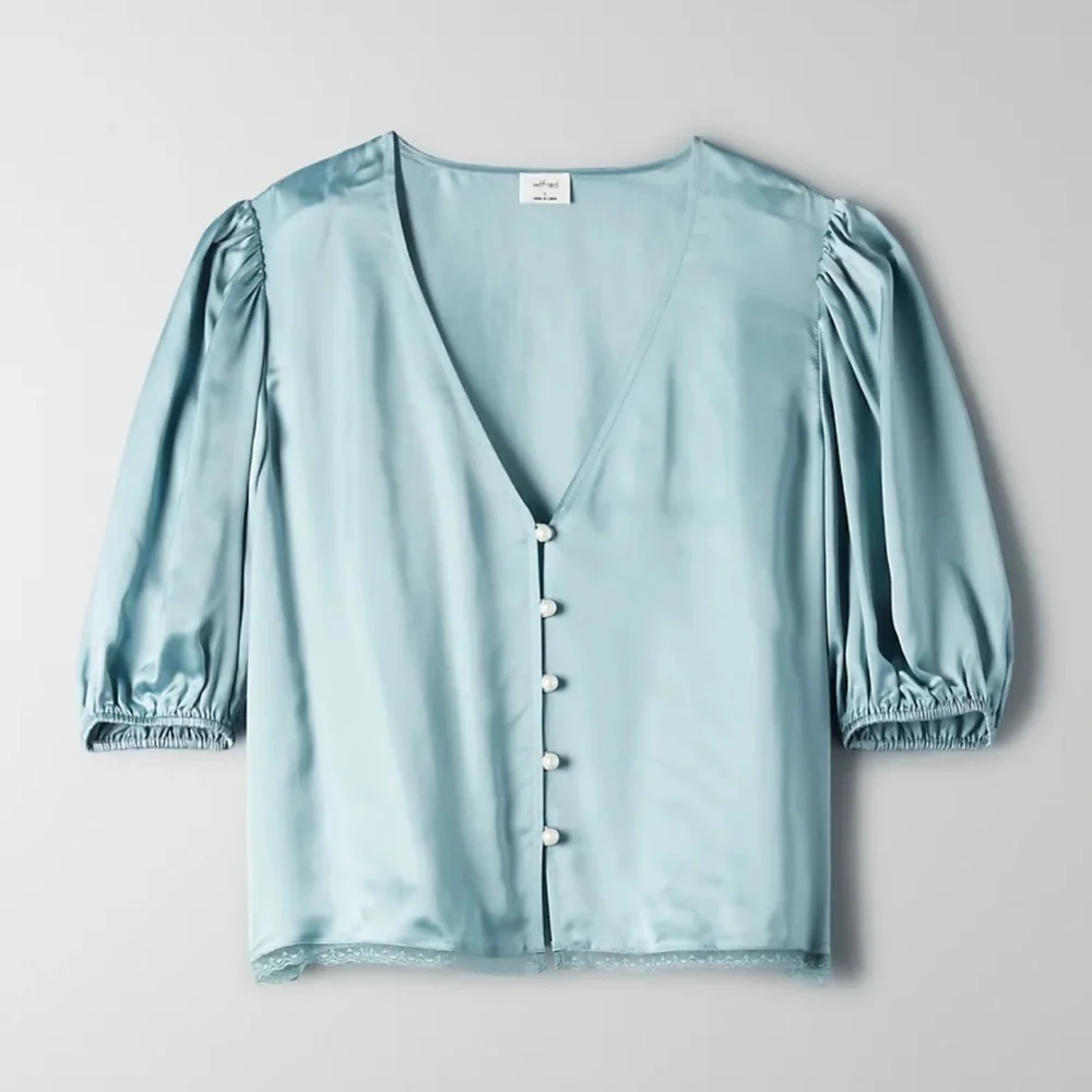 Aritzia Wilfred Bria Blouse in Sage Stone size Medium, Brand New with Tags - Picture 1 of 6